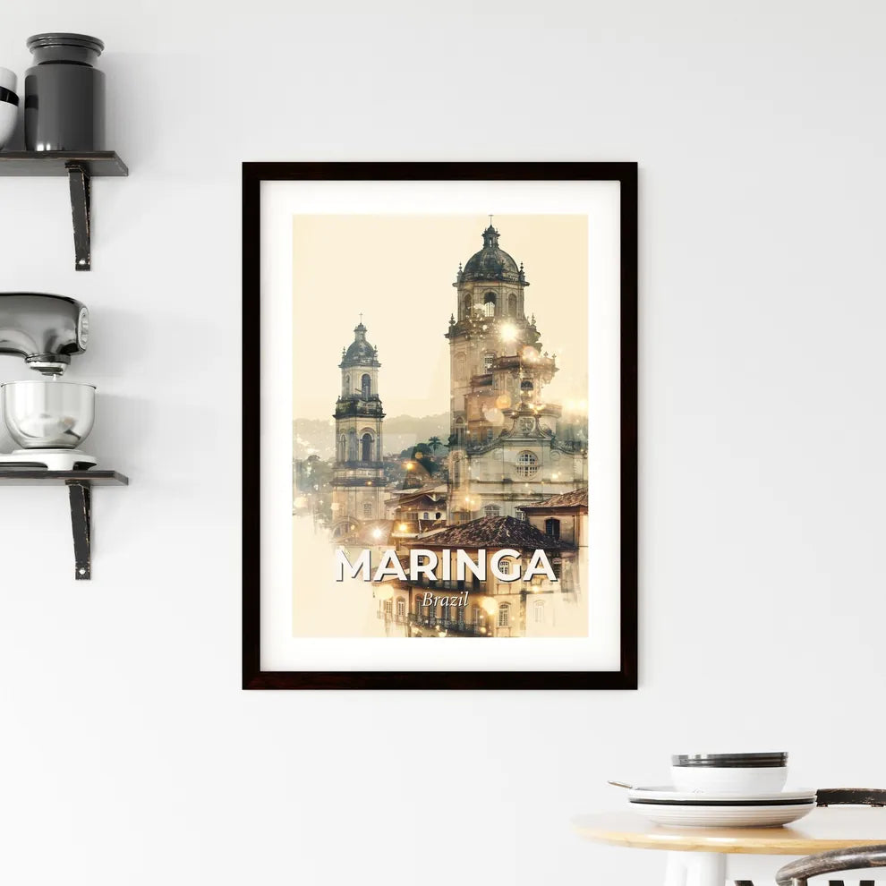 Maringa: Double Exposure Skyline Composite Art Poster Framed Print