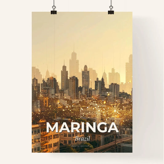 Maringa City Skyline Double Exposure Poster Art Poster