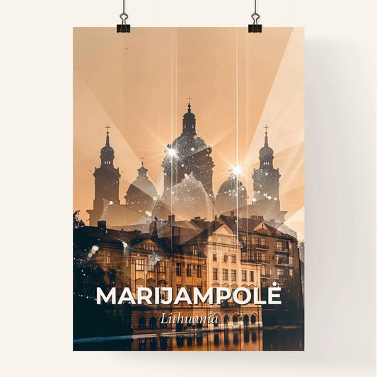 Marijampolė City Double Exposure Skyline Poster Poster