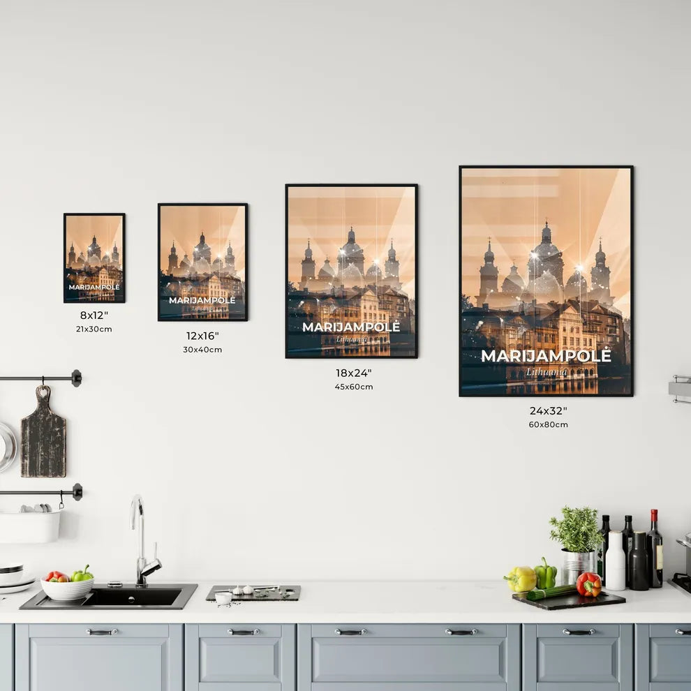 Marijampolė City Double Exposure Skyline Poster Office Art