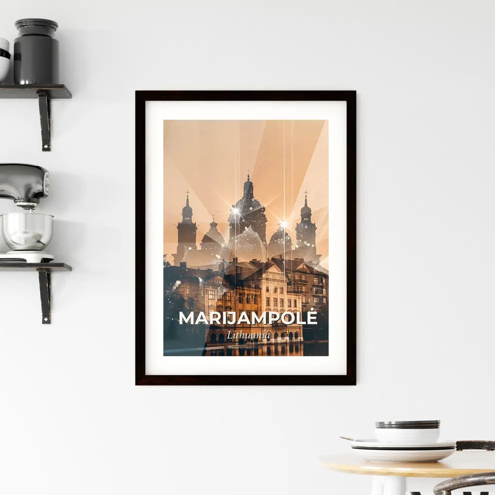 Marijampolė City Double Exposure Skyline Poster Framed Print