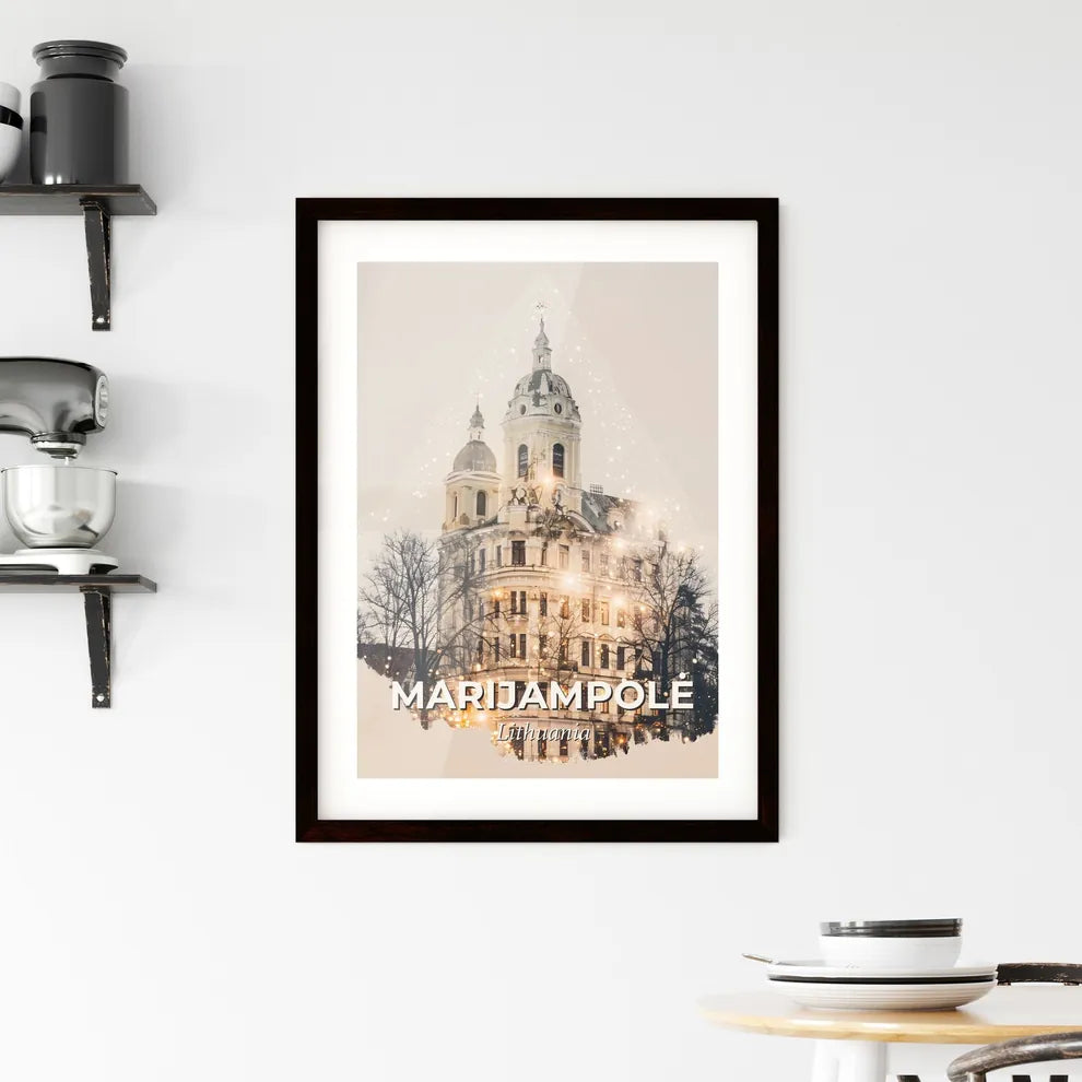 Marijampolė, Lithuania: City Icons Skyline Glow Framed Print