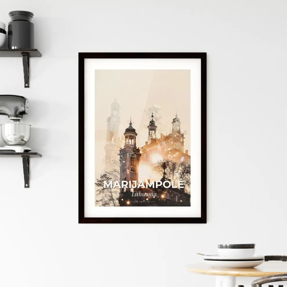 Marijampolė Dreamy Night Skyline Poster Framed Print