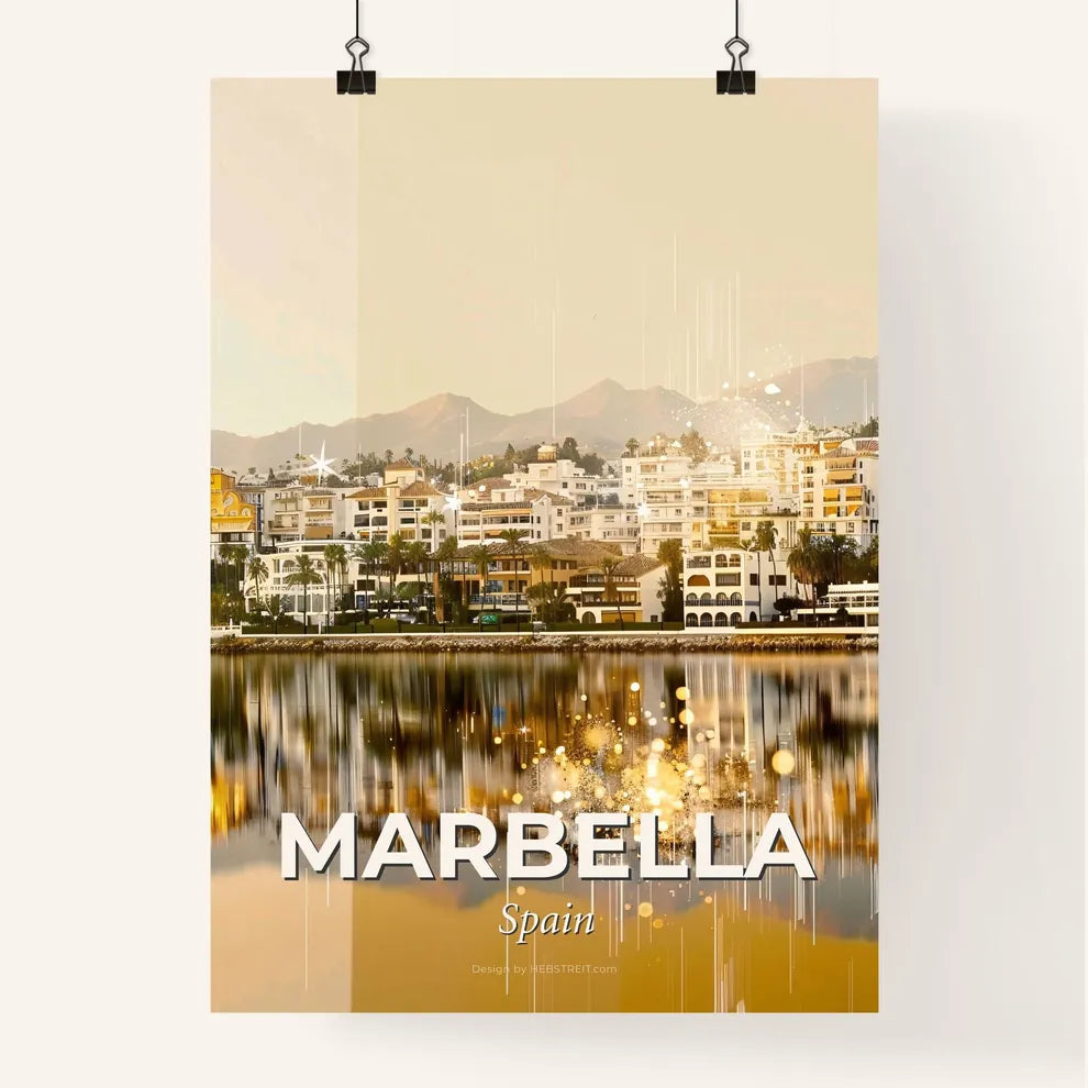 Marbella City Skyline Art Deco Poster Poster