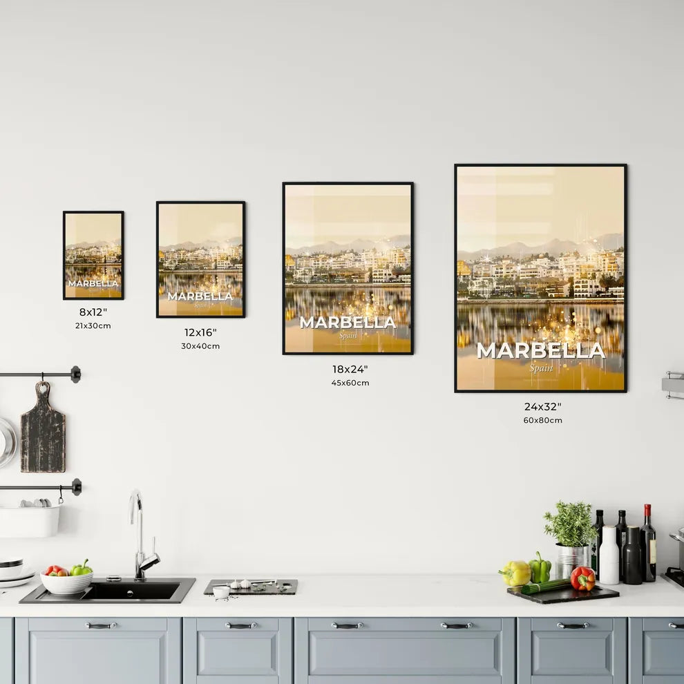 Marbella City Skyline Art Deco Poster Office Art