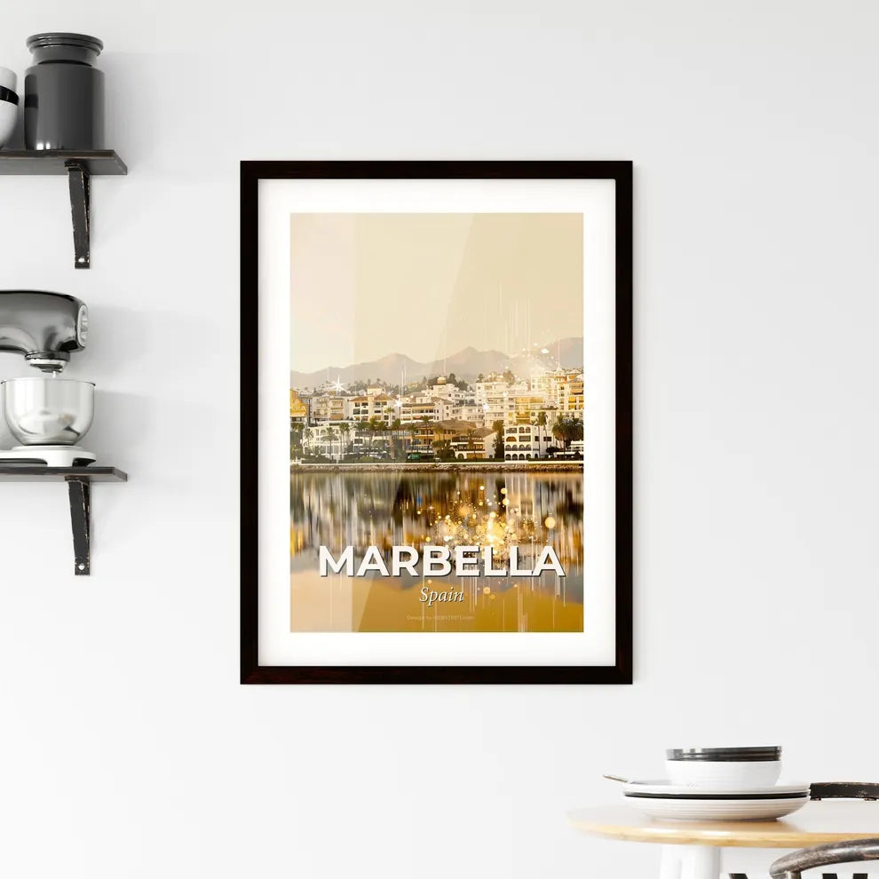 Marbella City Skyline Art Deco Poster Framed Print