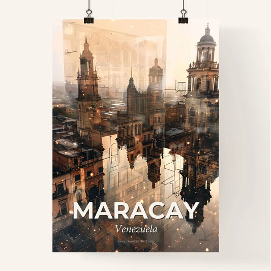 Maracay Skyline Composite Artwork with Sparkle Poster