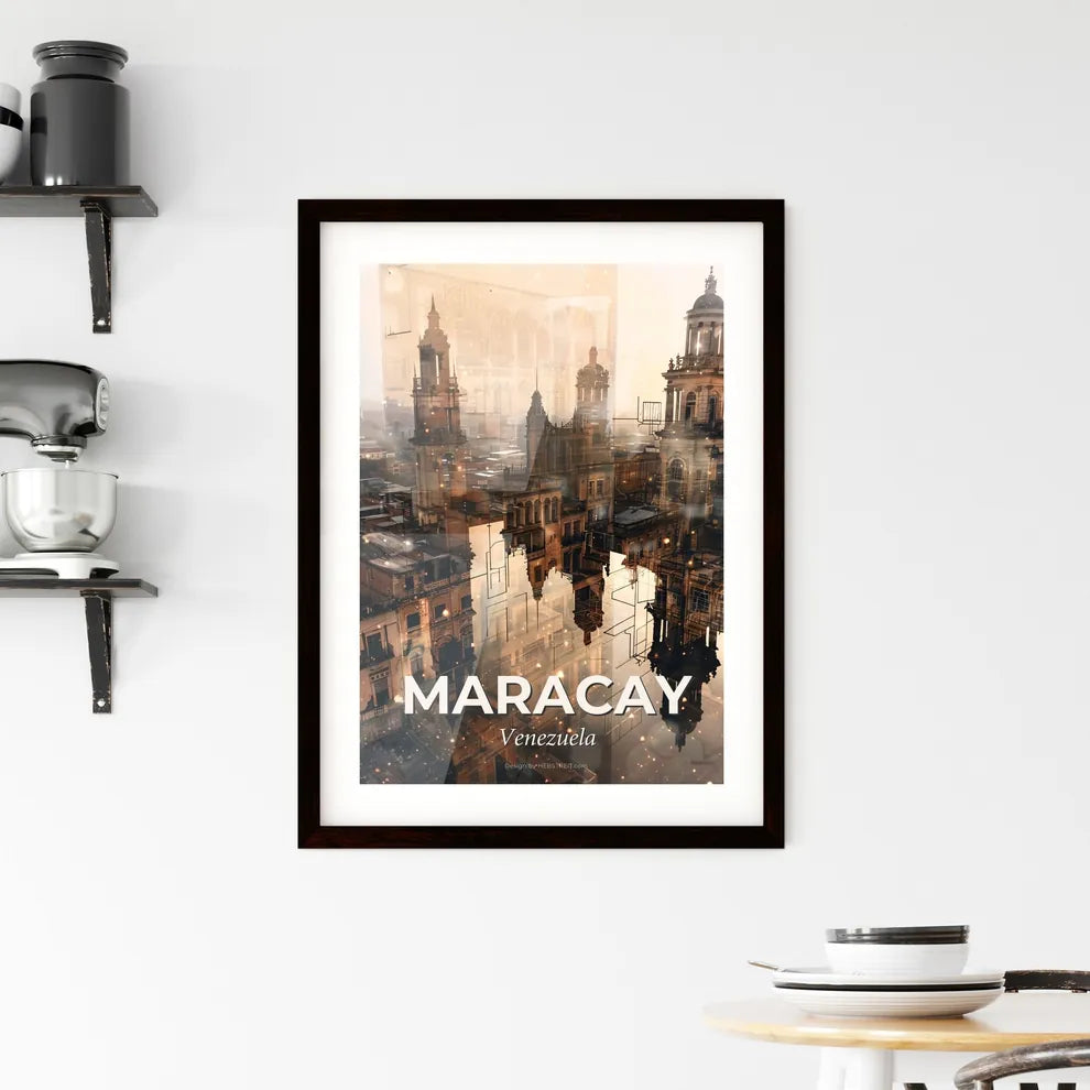 Maracay Skyline Composite Artwork with Sparkle Framed Print