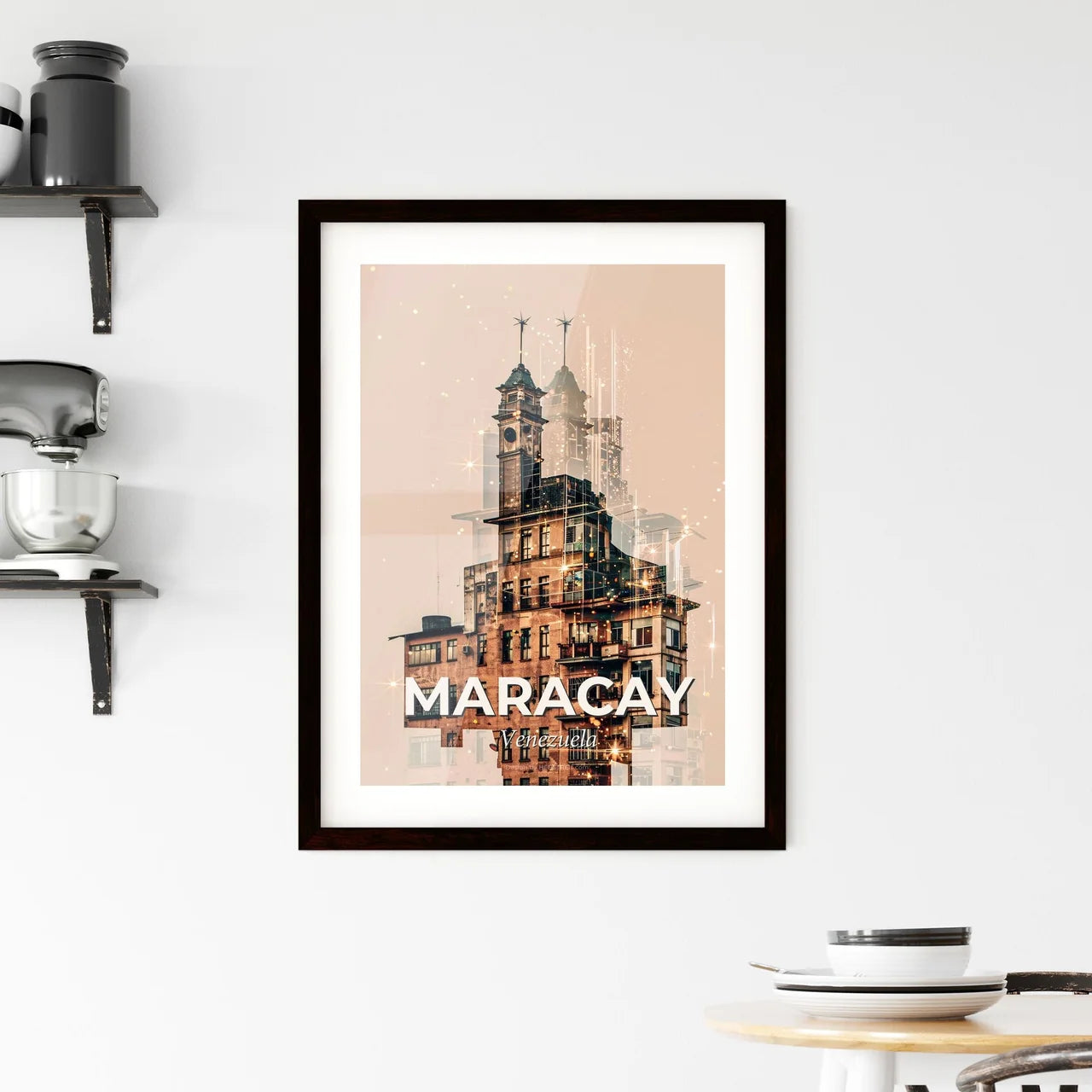 Maracay Skyline Double Exposure Cityscape Framed Print