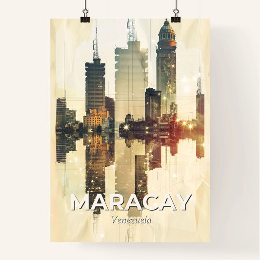 Maracay Skyline Double Exposure Art Cityscape Poster