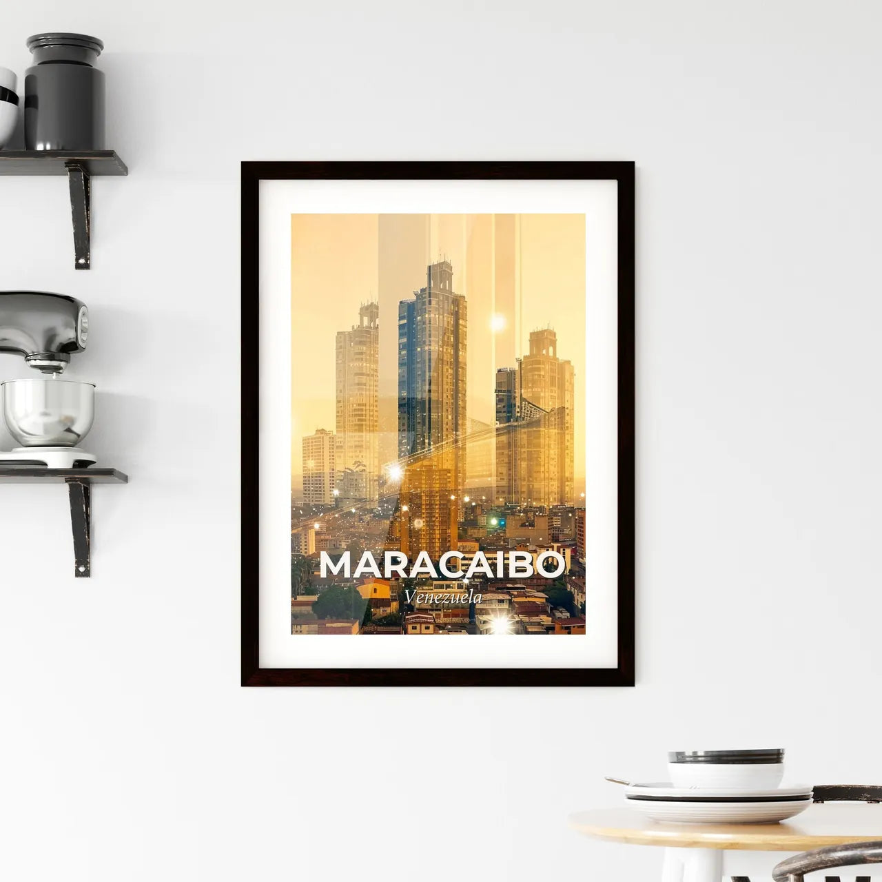Maracaibo City Skyline Nightlife Sparkle Framed Print