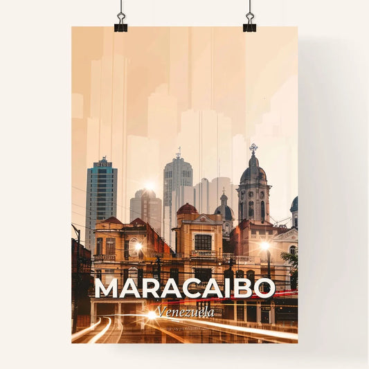 Maracaibo Skyline Double Exposure Iconic Artwork Poster