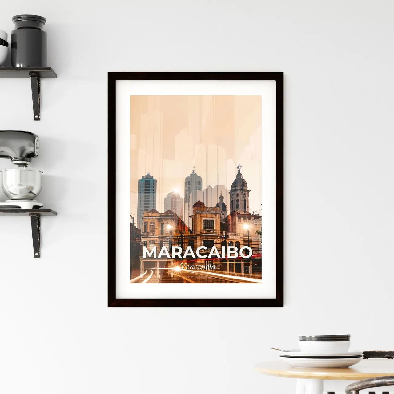 Maracaibo Skyline Double Exposure Iconic Artwork Framed Print
