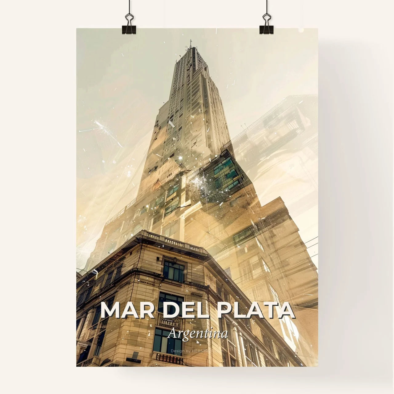 Mar del Plata: City Lines and Landmarks Silhouette Poster