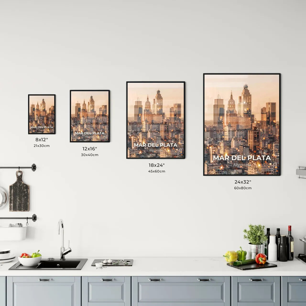Mar del Plata: City Icons Sparkle in Double Exposure Office Art