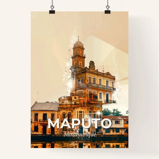 Maputo City Skyline Double Exposure Print Poster