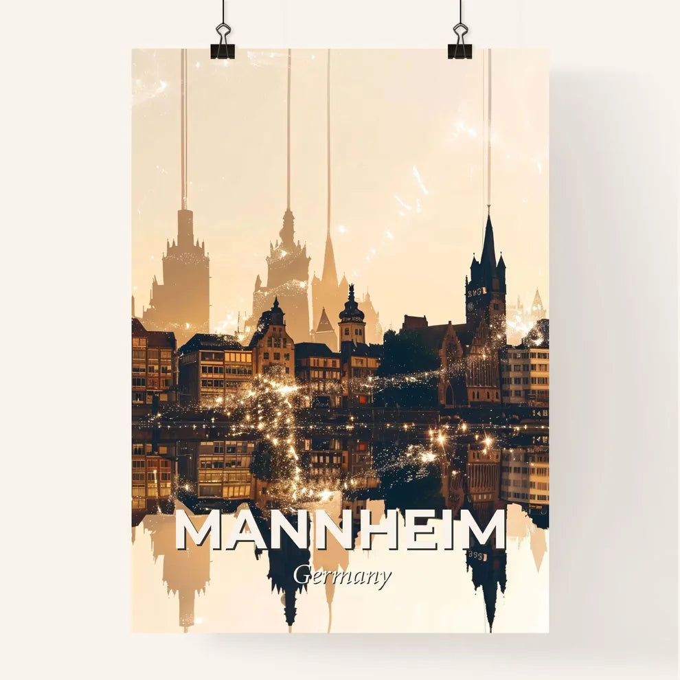 Mannheim Skyline Double Exposure Cityscape Art Poster Poster