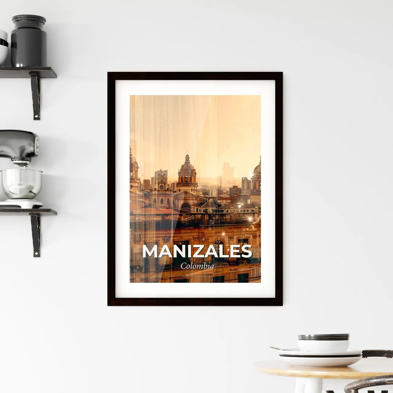 Manizales Skyline Architecture Wonder Bright Poster Framed Print