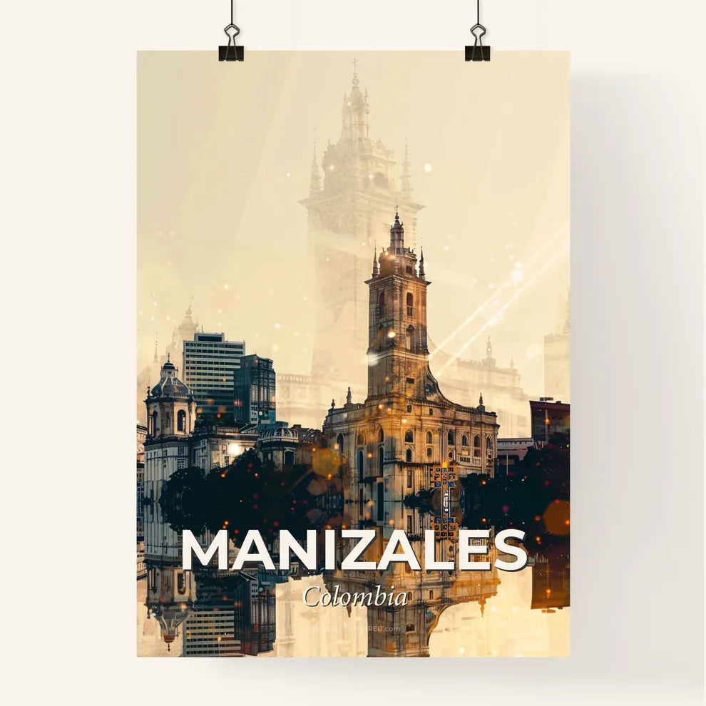 Manizales City Skyline Local Icons Art Poster Poster