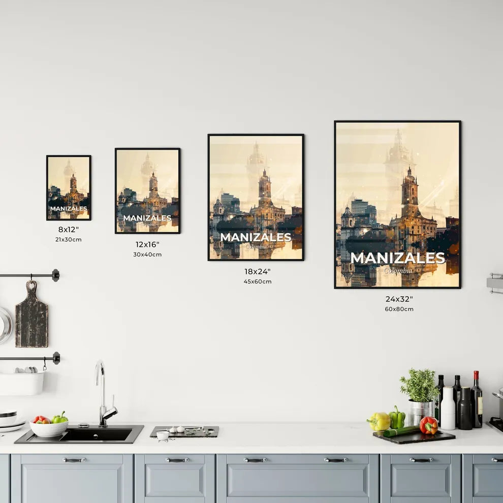 Manizales City Skyline Local Icons Art Poster Office Art