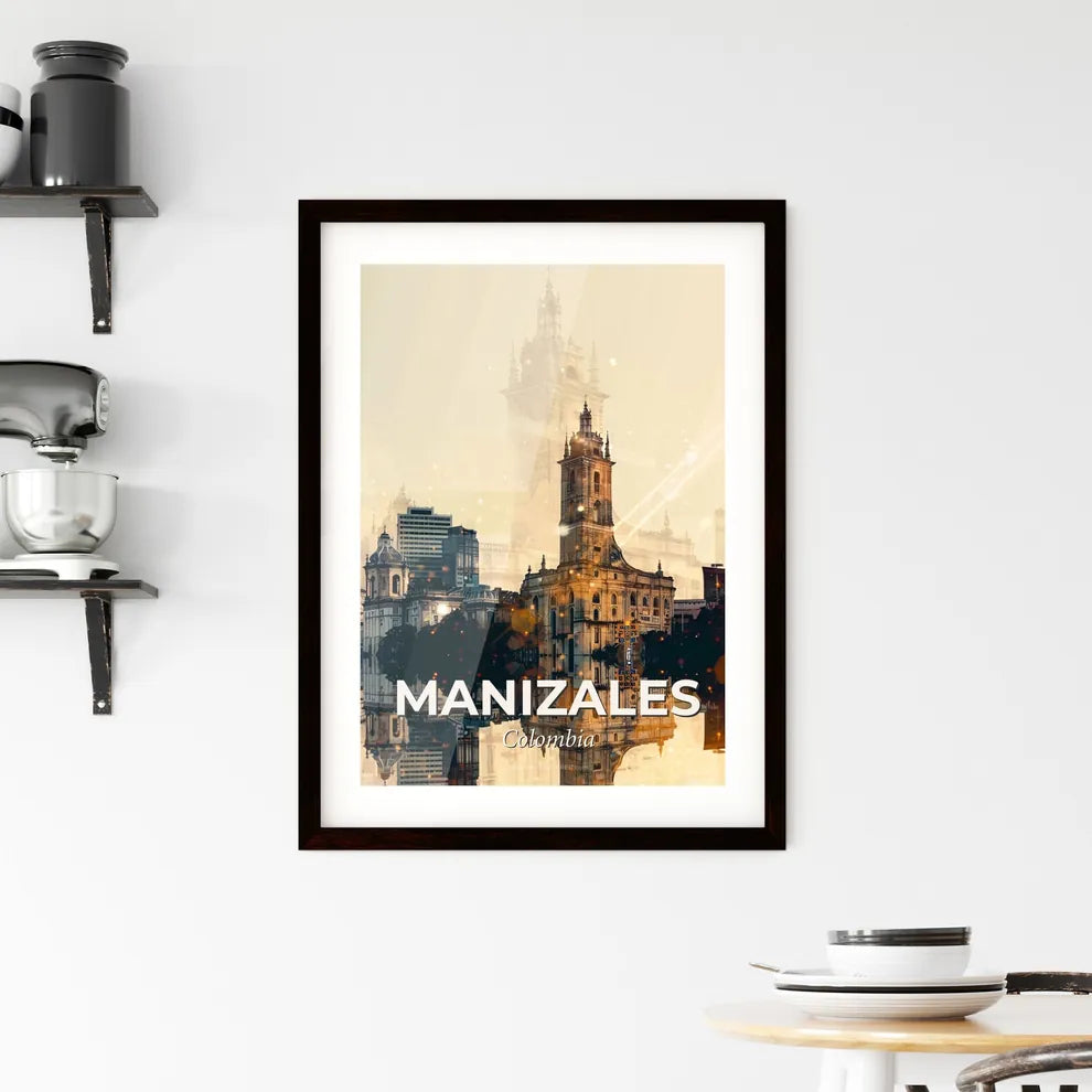Manizales City Skyline Local Icons Art Poster Framed Print