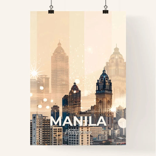 Manila Skyline Double Exposure Composite Art Poster Poster