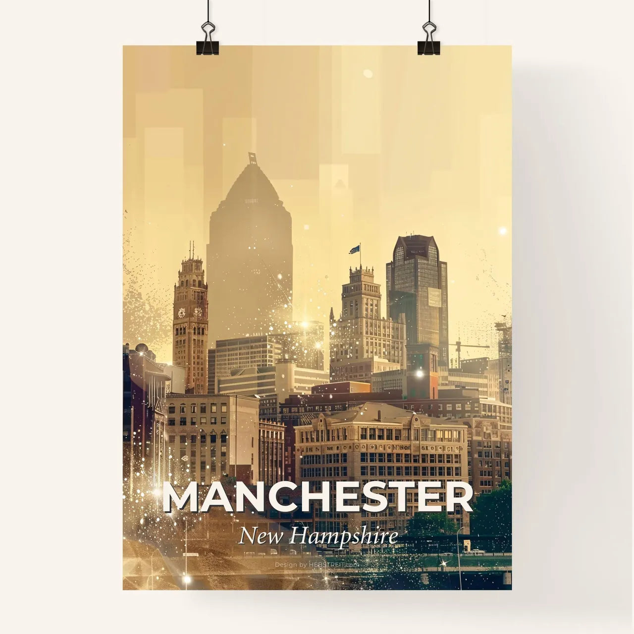 Manchester City Skyline Composite Art Poster Poster