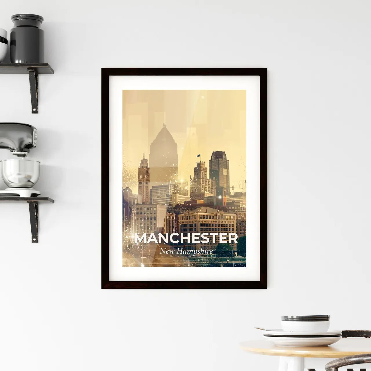 Manchester City Skyline Composite Art Poster Framed Print