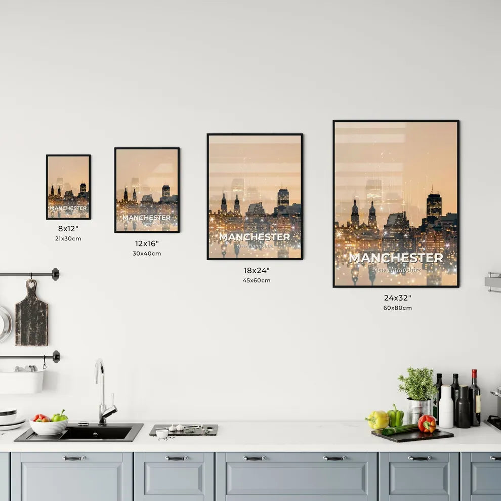 Manchester Symphony: City Skyline & Architectural Icons on Beige Office Art