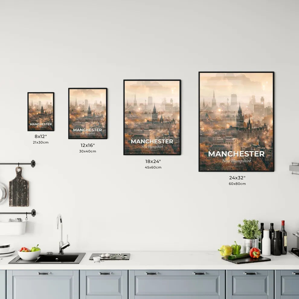 Manchester City Skyline Sparkle Poster Office Art