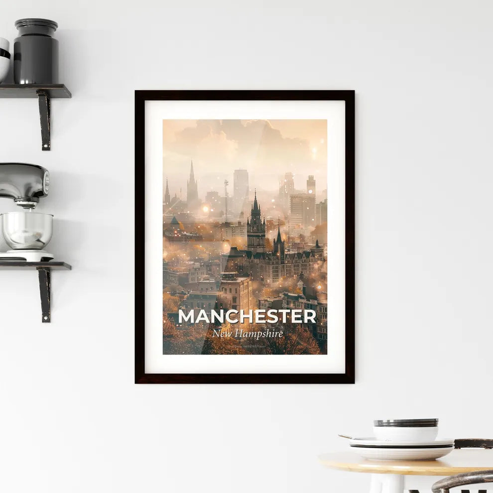 Manchester City Skyline Sparkle Poster Framed Print