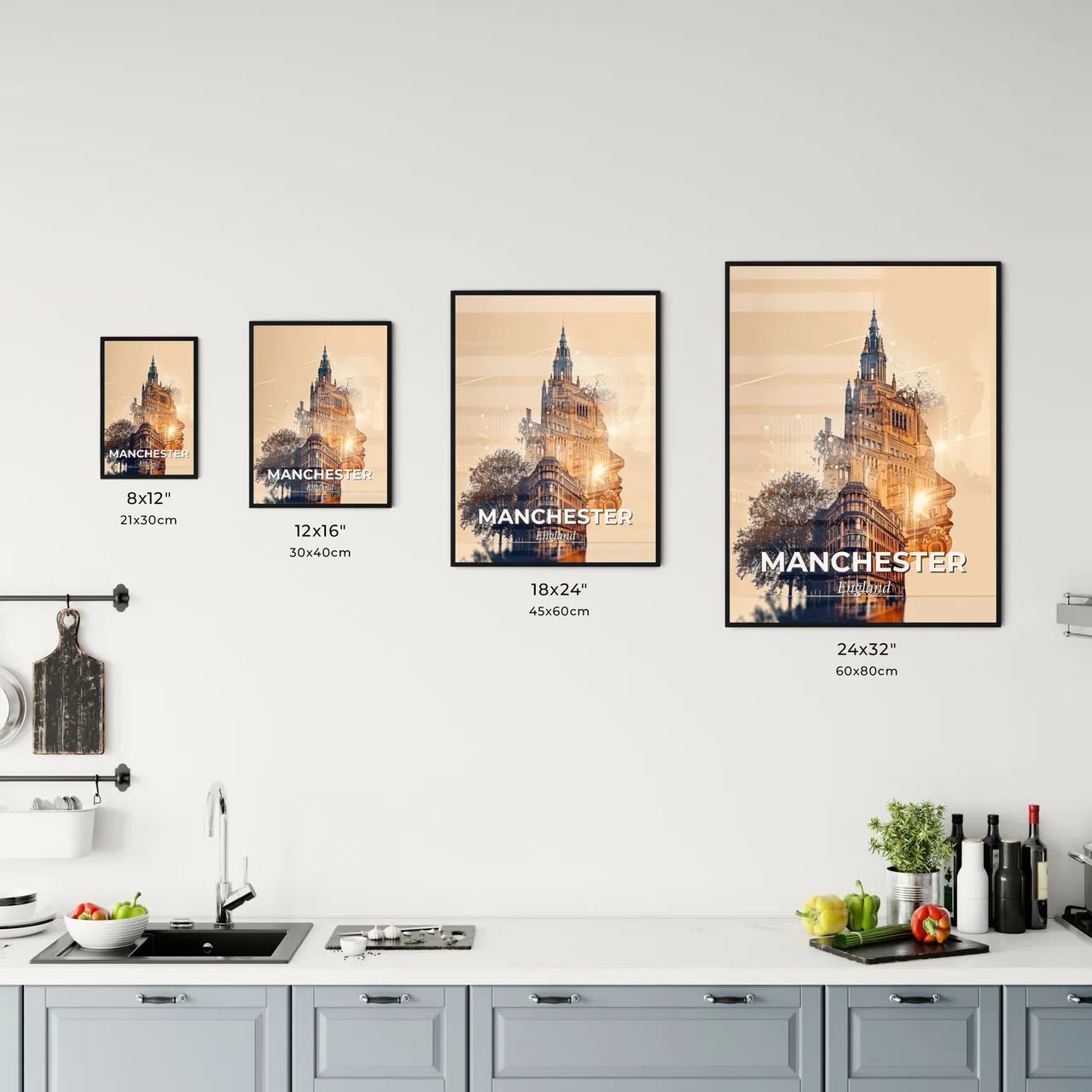 Manchester Skyline: Cityscape Sparkles Office Art
