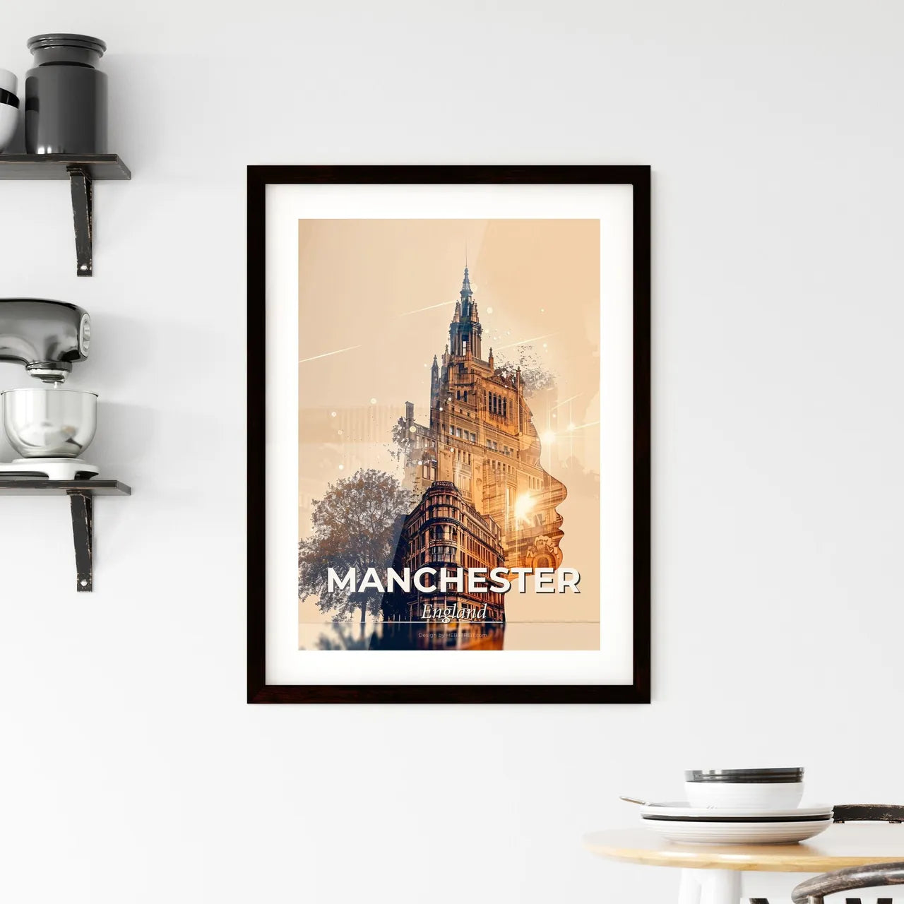 Manchester Skyline: Cityscape Sparkles Framed Print