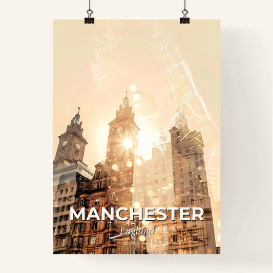 Manchester Skyline Double Exposure Cityscape Poster Poster