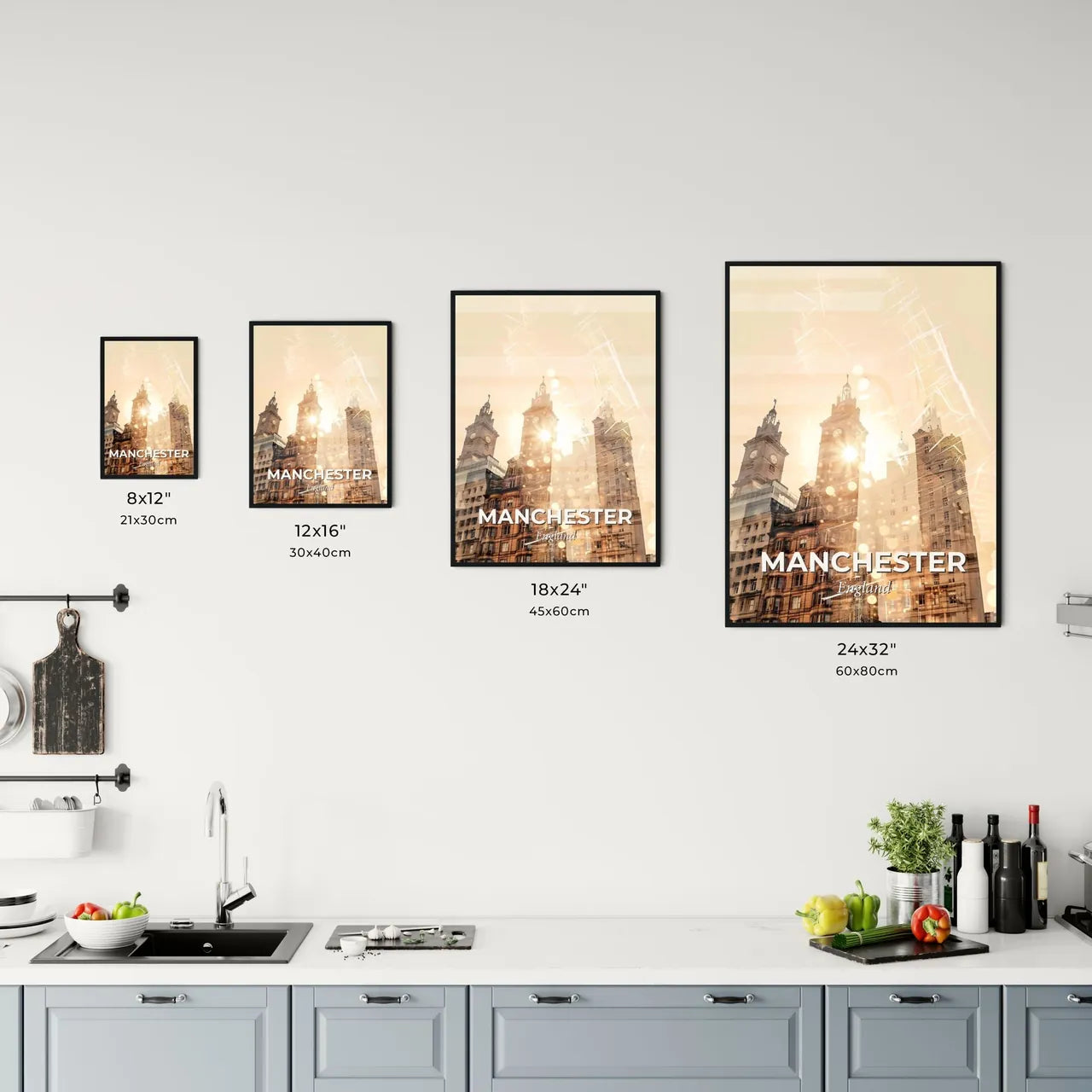 Manchester Skyline Double Exposure Cityscape Poster Office Art