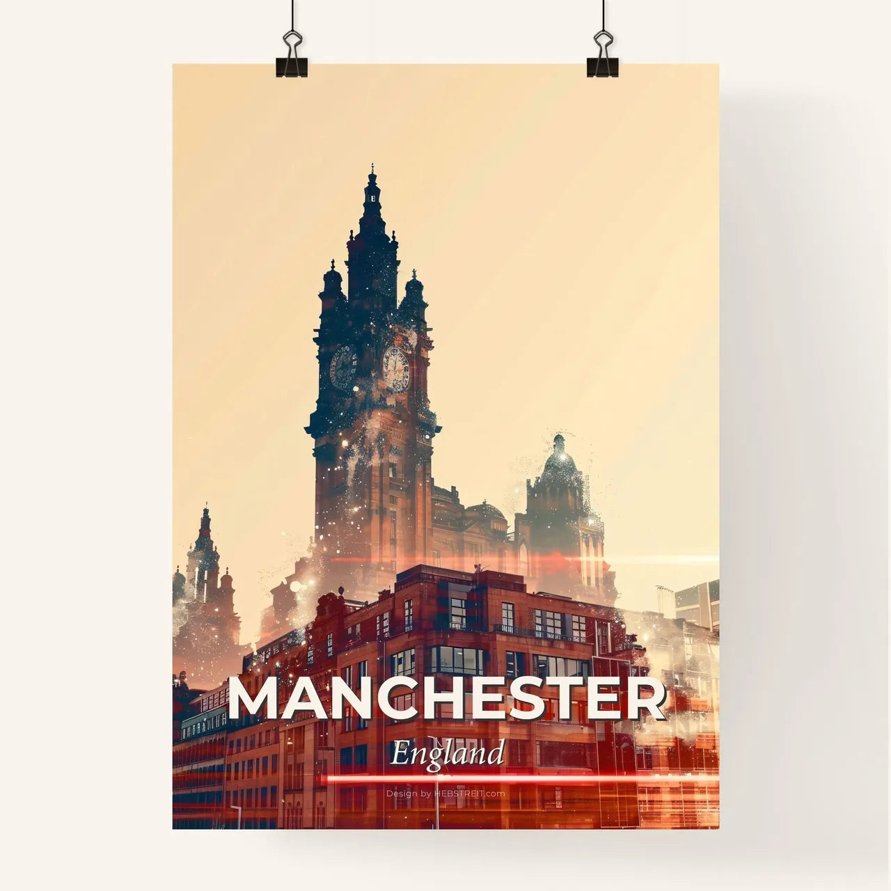 Manchester Skyline Double Exposure Art Print Poster