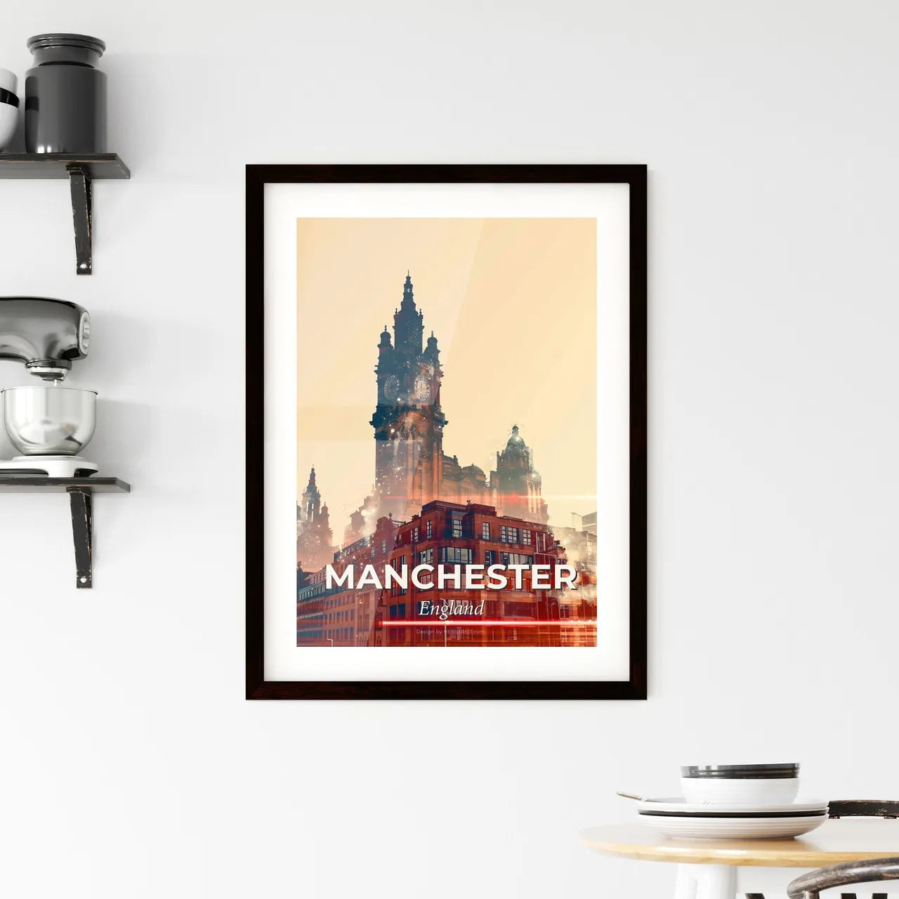 Manchester Skyline Double Exposure Art Print Framed Print