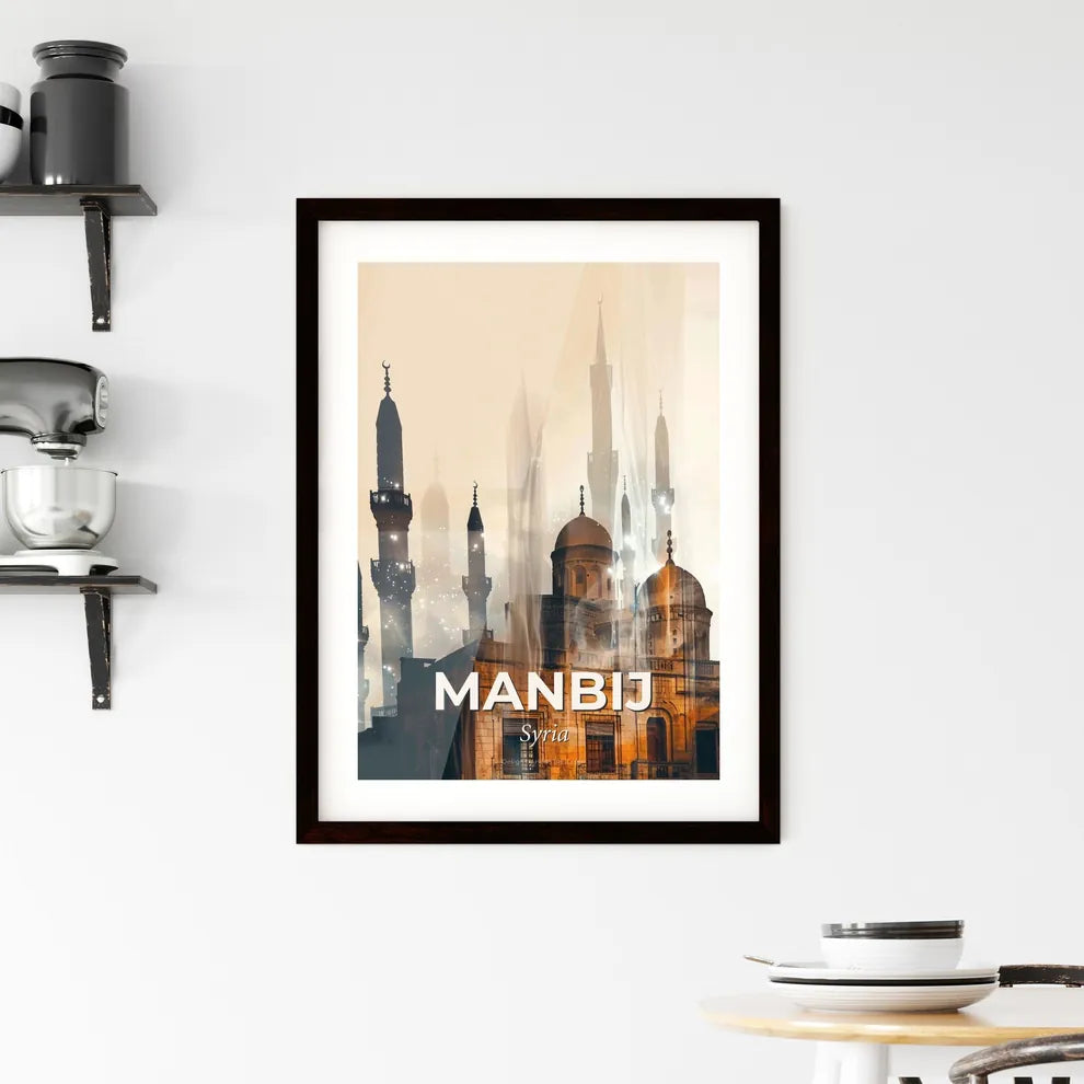 Manbij, Syria Skyline Composite Art Poster Framed Print