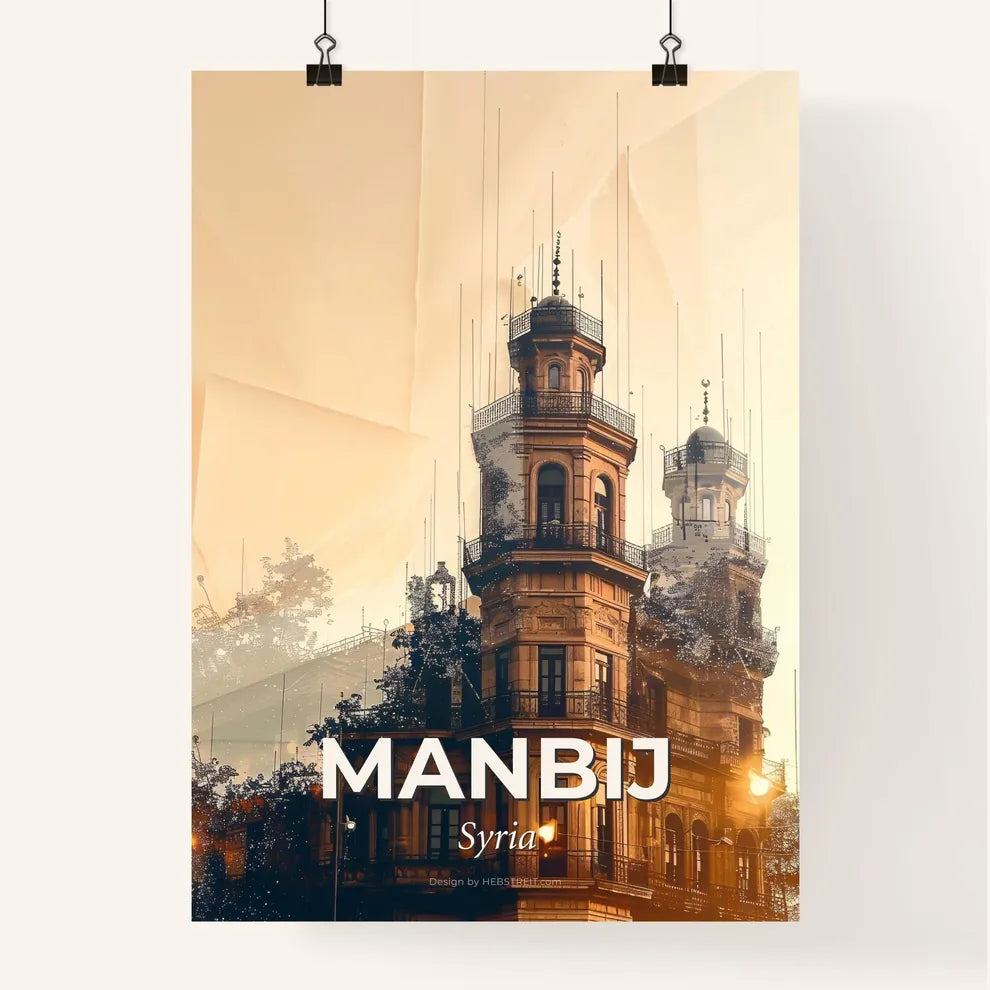 Manbijs Skyline Art Deco Bright Illuminations Poster