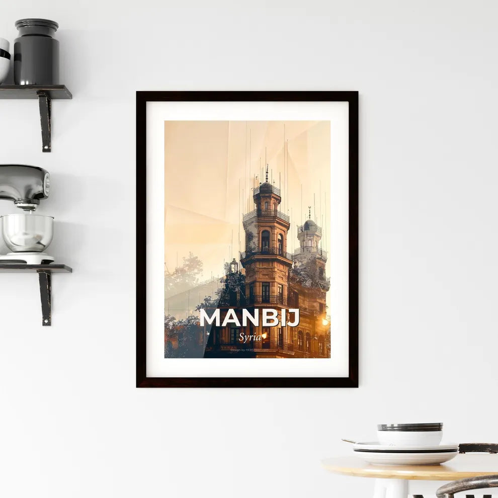 Manbijs Skyline Art Deco Bright Illuminations Framed Print