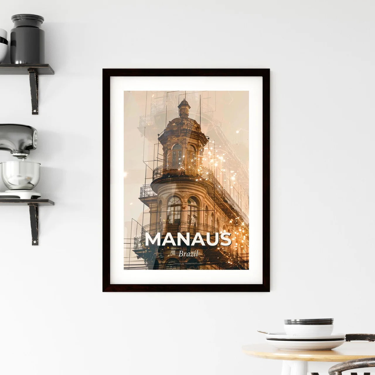 Manaus City Skyline Double Exposure Art Framed Print
