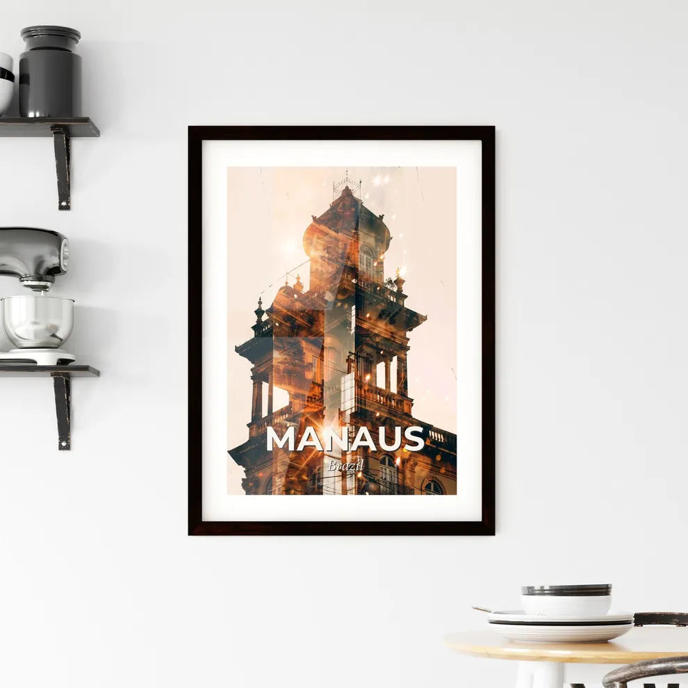 Manaus Skyline Dreamy Night Poster Art Framed Print