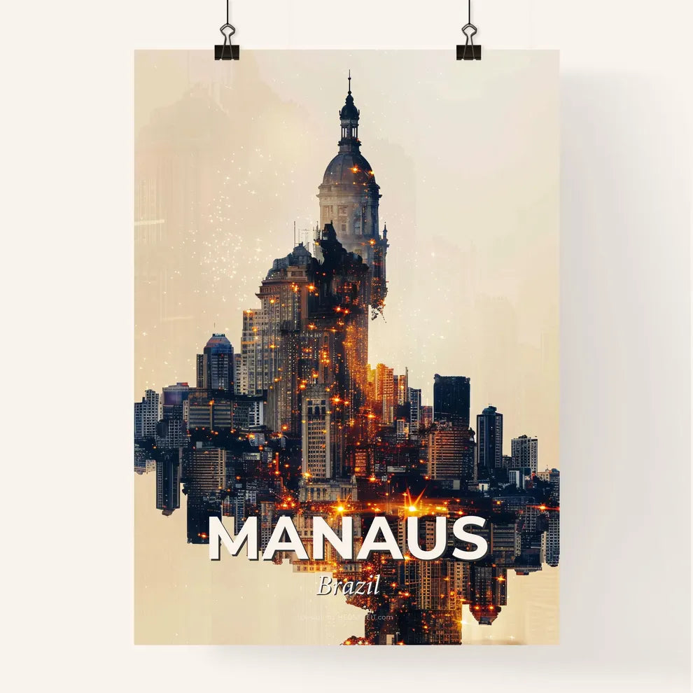 Manaus City Lights Poster Art Poster