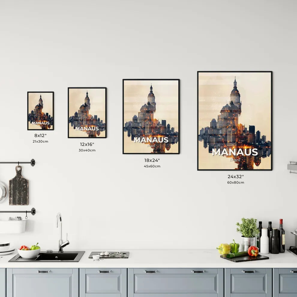 Manaus City Lights Poster Art Office Art