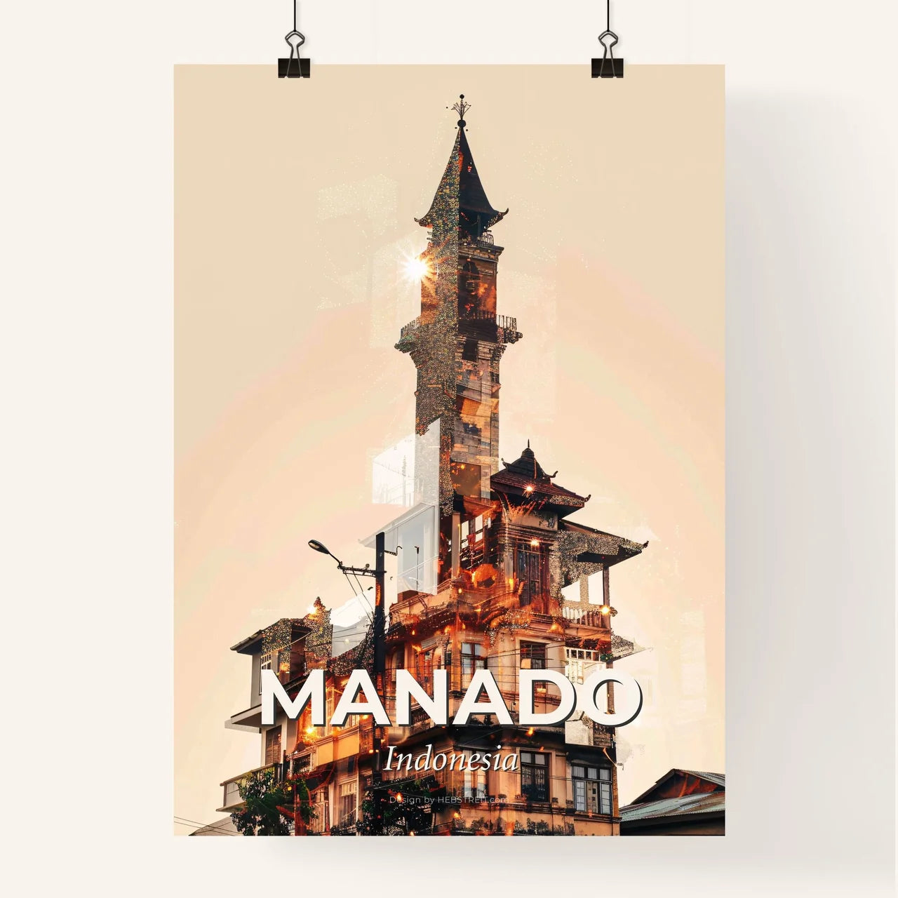 Manado Skyline Double Exposure Composite Poster Art Poster