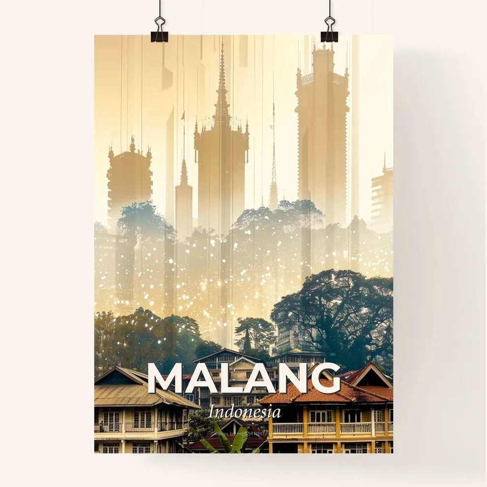 Malang Skyline Double Exposure Art Poster Poster