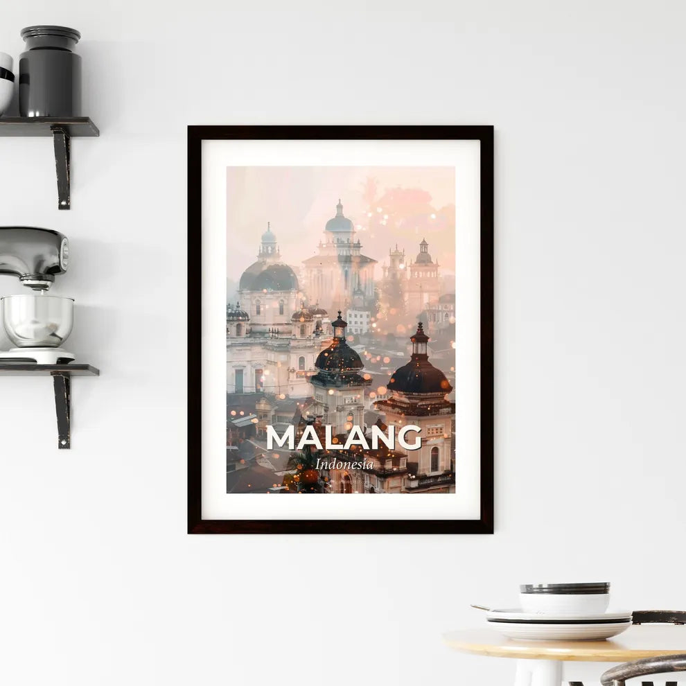 Malang Skyline Art Deco Double Exposure Framed Print