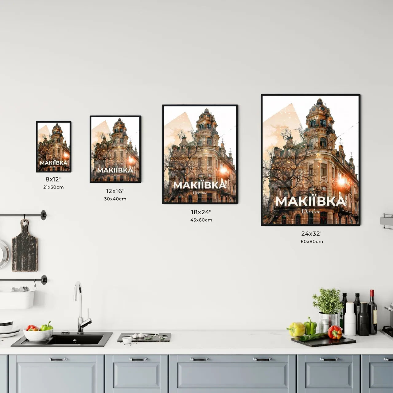 Makiivka Cityscape Composite Art with Local Texture Office Art