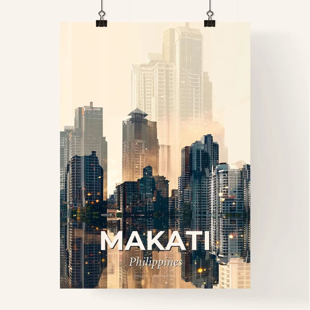 Makati Skyline Canvas Miracle: Double Exposure Delight Poster