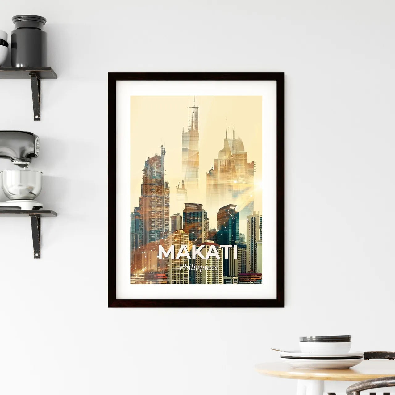Makati Skyline Double Exposure Paper Art Framed Print